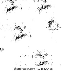 Grunge overlay layer. Abstract black and white vector background. Monochrome vintage surface with dirty pattern in cracks, spots, dots. Old wall in dark horror style design