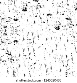 Grunge overlay layer. Abstract black and white vector background. Monochrome vintage surface with dirty pattern in cracks, spots, dots. Old wall in dark horror style design