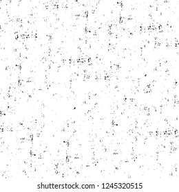 Grunge overlay layer. Abstract black and white vector background. Monochrome vintage surface with dirty pattern in cracks, spots, dots. Old wall in dark horror style design