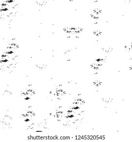 Grunge overlay layer. Abstract black and white vector background. Monochrome vintage surface with dirty pattern in cracks, spots, dots. Old wall in dark horror style design