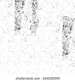 Grunge overlay layer. Abstract black and white vector background. Monochrome vintage surface with dirty pattern in cracks, spots, dots. Old wall in dark horror style design