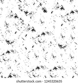 Grunge overlay layer. Abstract black and white vector background. Monochrome vintage surface with dirty pattern in cracks, spots, dots. Old wall in dark horror style design