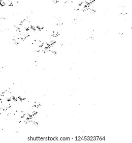Grunge overlay layer. Abstract black and white vector background. Monochrome vintage surface with dirty pattern in cracks, spots, dots. Old wall in dark horror style design