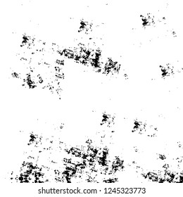 Grunge overlay layer. Abstract black and white vector background. Monochrome vintage surface with dirty pattern in cracks, spots, dots. Old wall in dark horror style design