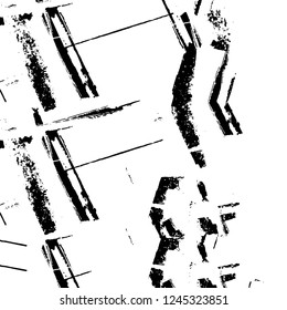 Grunge overlay layer. Abstract black and white vector background. Monochrome vintage surface with dirty pattern in cracks, spots, dots. Old wall in dark horror style design