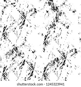 Grunge overlay layer. Abstract black and white vector background. Monochrome vintage surface with dirty pattern in cracks, spots, dots. Old wall in dark horror style design