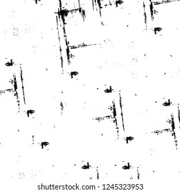 Grunge overlay layer. Abstract black and white vector background. Monochrome vintage surface with dirty pattern in cracks, spots, dots. Old wall in dark horror style design