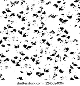 Grunge overlay layer. Abstract black and white vector background. Monochrome vintage surface with dirty pattern in cracks, spots, dots. Old wall in dark horror style design
