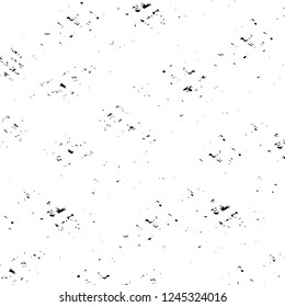 Grunge overlay layer. Abstract black and white vector background. Monochrome vintage surface with dirty pattern in cracks, spots, dots. Old wall in dark horror style design