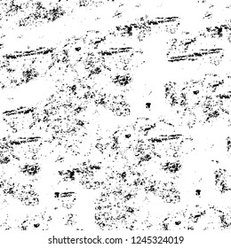 Grunge overlay layer. Abstract black and white vector background. Monochrome vintage surface with dirty pattern in cracks, spots, dots. Old wall in dark horror style design
