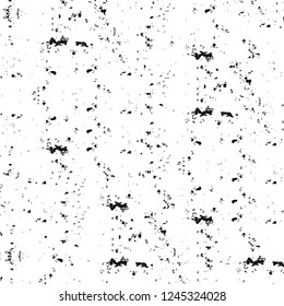 Grunge overlay layer. Abstract black and white vector background. Monochrome vintage surface with dirty pattern in cracks, spots, dots. Old wall in dark horror style design