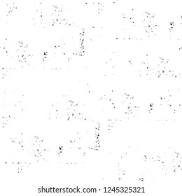 Grunge overlay layer. Abstract black and white vector background. Monochrome vintage surface with dirty pattern in cracks, spots, dots. Old wall in dark horror style design