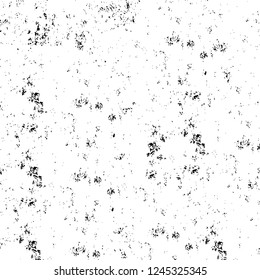 Grunge overlay layer. Abstract black and white vector background. Monochrome vintage surface with dirty pattern in cracks, spots, dots. Old wall in dark horror style design