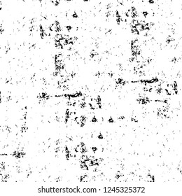 Grunge overlay layer. Abstract black and white vector background. Monochrome vintage surface with dirty pattern in cracks, spots, dots. Old wall in dark horror style design