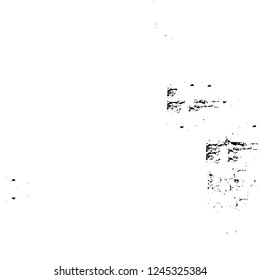 Grunge overlay layer. Abstract black and white vector background. Monochrome vintage surface with dirty pattern in cracks, spots, dots. Old wall in dark horror style design