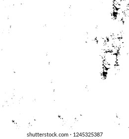 Grunge overlay layer. Abstract black and white vector background. Monochrome vintage surface with dirty pattern in cracks, spots, dots. Old wall in dark horror style design