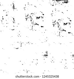 Grunge overlay layer. Abstract black and white vector background. Monochrome vintage surface with dirty pattern in cracks, spots, dots. Old wall in dark horror style design