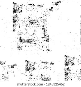 Grunge overlay layer. Abstract black and white vector background. Monochrome vintage surface with dirty pattern in cracks, spots, dots. Old wall in dark horror style design