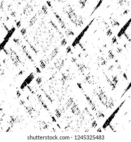 Grunge overlay layer. Abstract black and white vector background. Monochrome vintage surface with dirty pattern in cracks, spots, dots. Old wall in dark horror style design