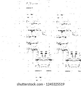 Grunge overlay layer. Abstract black and white vector background. Monochrome vintage surface with dirty pattern in cracks, spots, dots. Old wall in dark horror style design