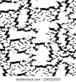 Grunge overlay layer. Abstract black and white vector background. Monochrome vintage surface with dirty pattern in cracks, spots, dots. Old wall in dark horror style design