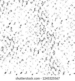 Grunge overlay layer. Abstract black and white vector background. Monochrome vintage surface with dirty pattern in cracks, spots, dots. Old wall in dark horror style design