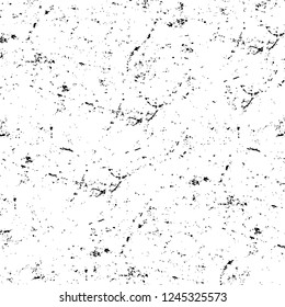 Grunge overlay layer. Abstract black and white vector background. Monochrome vintage surface with dirty pattern in cracks, spots, dots. Old wall in dark horror style design
