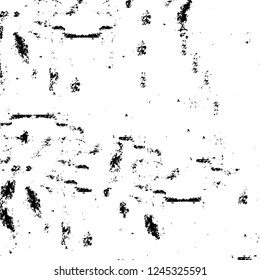 Grunge overlay layer. Abstract black and white vector background. Monochrome vintage surface with dirty pattern in cracks, spots, dots. Old wall in dark horror style design