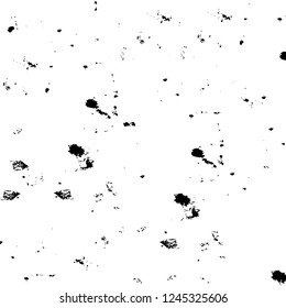 Grunge overlay layer. Abstract black and white vector background. Monochrome vintage surface with dirty pattern in cracks, spots, dots. Old wall in dark horror style design