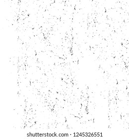 Grunge overlay layer. Abstract black and white vector background. Monochrome vintage surface with dirty pattern in cracks, spots, dots. Old wall in dark horror style design