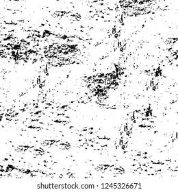 Grunge overlay layer. Abstract black and white vector background. Monochrome vintage surface with dirty pattern in cracks, spots, dots. Old wall in dark horror style design