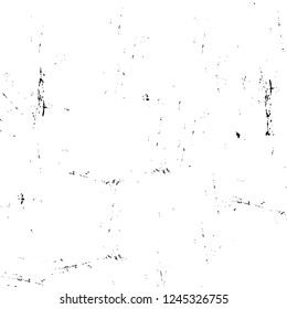 Grunge overlay layer. Abstract black and white vector background. Monochrome vintage surface with dirty pattern in cracks, spots, dots. Old wall in dark horror style design
