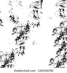 Grunge overlay layer. Abstract black and white vector background. Monochrome vintage surface with dirty pattern in cracks, spots, dots. Old wall in dark horror style design