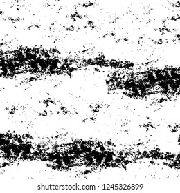 Grunge overlay layer. Abstract black and white vector background. Monochrome vintage surface with dirty pattern in cracks, spots, dots. Old wall in dark horror style design