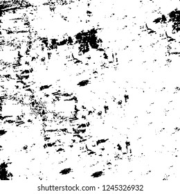 Grunge overlay layer. Abstract black and white vector background. Monochrome vintage surface with dirty pattern in cracks, spots, dots. Old wall in dark horror style design