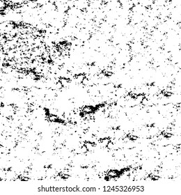 Grunge overlay layer. Abstract black and white vector background. Monochrome vintage surface with dirty pattern in cracks, spots, dots. Old wall in dark horror style design