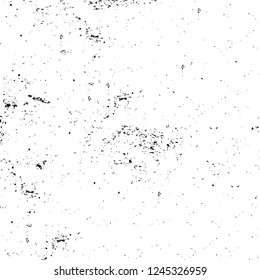 Grunge overlay layer. Abstract black and white vector background. Monochrome vintage surface with dirty pattern in cracks, spots, dots. Old wall in dark horror style design
