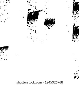 Grunge overlay layer. Abstract black and white vector background. Monochrome vintage surface with dirty pattern in cracks, spots, dots. Old wall in dark horror style design