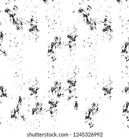 Grunge overlay layer. Abstract black and white vector background. Monochrome vintage surface with dirty pattern in cracks, spots, dots. Old wall in dark horror style design