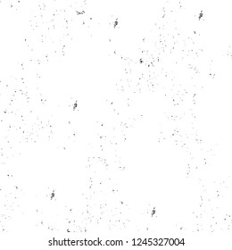 Grunge overlay layer. Abstract black and white vector background. Monochrome vintage surface with dirty pattern in cracks, spots, dots. Old wall in dark horror style design