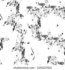 Grunge overlay layer. Abstract black and white vector background. Monochrome vintage surface with dirty pattern in cracks, spots, dots. Old wall in dark horror style design