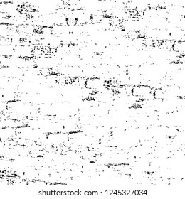 Grunge overlay layer. Abstract black and white vector background. Monochrome vintage surface with dirty pattern in cracks, spots, dots. Old wall in dark horror style design