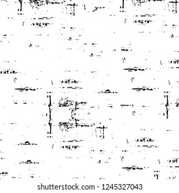 Grunge overlay layer. Abstract black and white vector background. Monochrome vintage surface with dirty pattern in cracks, spots, dots. Old wall in dark horror style design