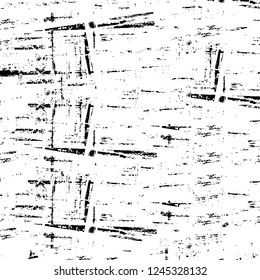 Grunge overlay layer. Abstract black and white vector background. Monochrome vintage surface with dirty pattern in cracks, spots, dots. Old wall in dark horror style design