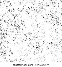 Grunge overlay layer. Abstract black and white vector background. Monochrome vintage surface with dirty pattern in cracks, spots, dots. Old wall in dark horror style design