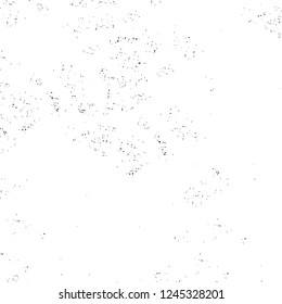 Grunge overlay layer. Abstract black and white vector background. Monochrome vintage surface with dirty pattern in cracks, spots, dots. Old wall in dark horror style design