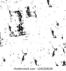 Grunge overlay layer. Abstract black and white vector background. Monochrome vintage surface with dirty pattern in cracks, spots, dots. Old wall in dark horror style design