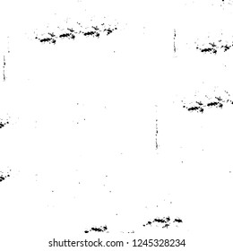 Grunge overlay layer. Abstract black and white vector background. Monochrome vintage surface with dirty pattern in cracks, spots, dots. Old wall in dark horror style design