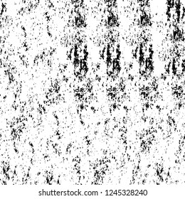 Grunge overlay layer. Abstract black and white vector background. Monochrome vintage surface with dirty pattern in cracks, spots, dots. Old wall in dark horror style design