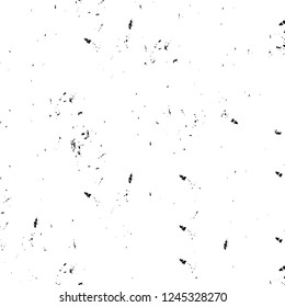 Grunge overlay layer. Abstract black and white vector background. Monochrome vintage surface with dirty pattern in cracks, spots, dots. Old wall in dark horror style design